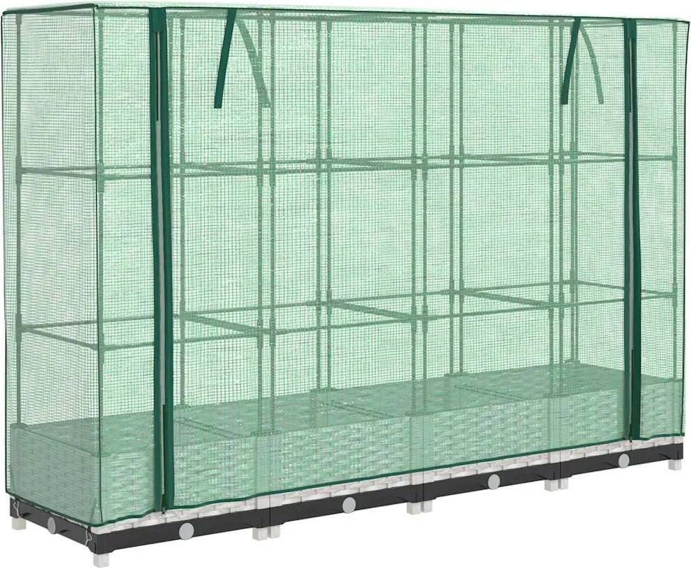 vidaXL rattan megjelenésű magaságyás melegháztakaróval 160x40x123 cm