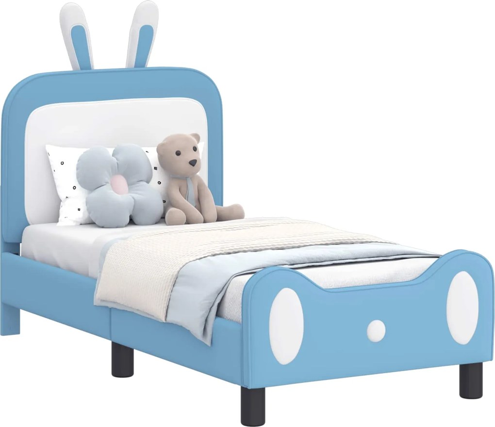 vidaXL Gyerekágy keret fejtámlával fejtámlával Kék 70 x 140 cm PU
