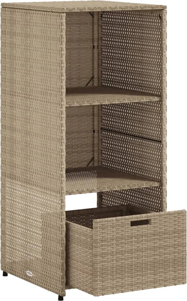 vidaXL bézs polyrattan kerti tárolószekrény 50 x 55 x 115 cm
