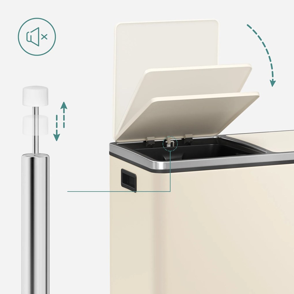 SONGMICS dupla szemetes, 2x30l, krémszínű