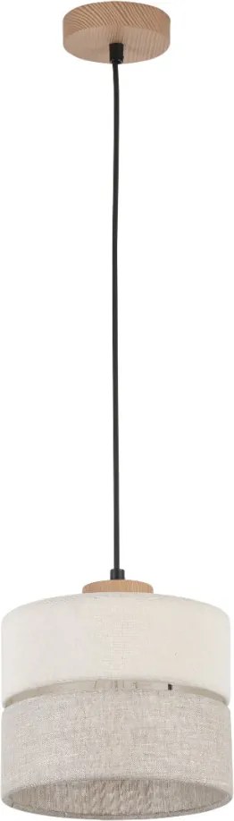 TK LIGHTING 5770 ECO Ernyős Függesztett Lámpa Fekete, Világos Fa E27 IP20