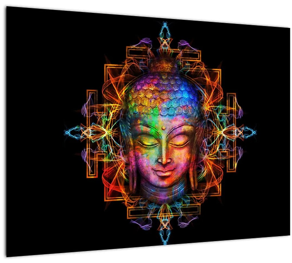 Kép - Buddha mellszobra neon színekben (70x50 cm)