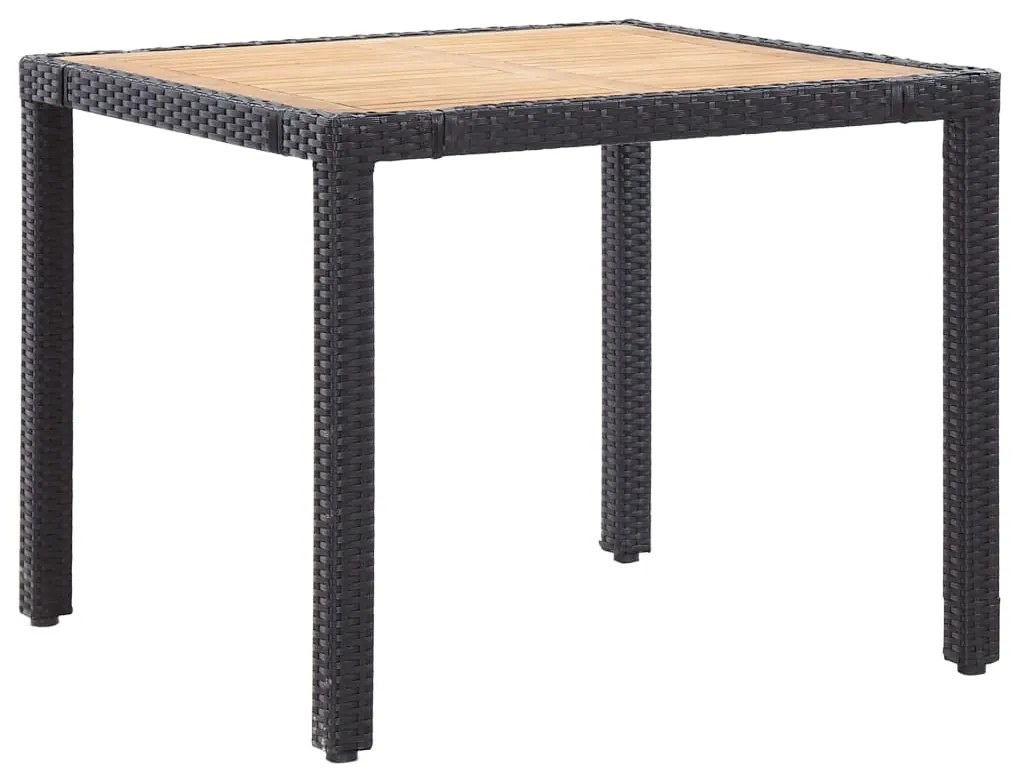 vidaXL 5 részes fekete polyrattan kültéri étkezőszett párnákkal