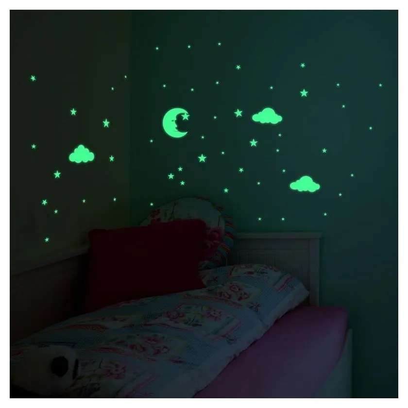 Moon and Clouds sötétben világító falmatrica - Ambiance