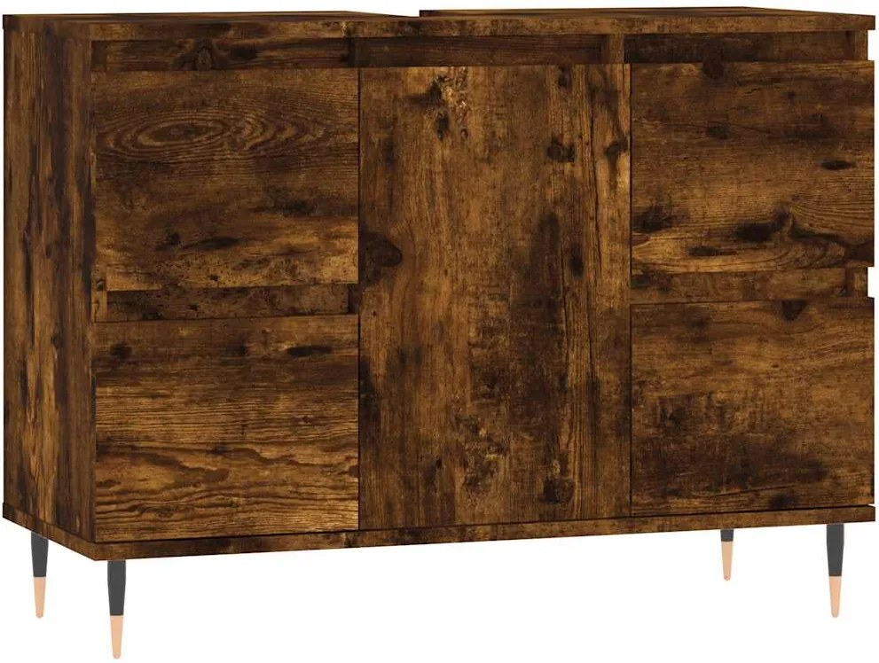 vidaXL füstös tölgy színű szerelt fa fürdőszobaszekrény 80x33x60 cm