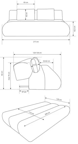 FANO kinyitható háromszemélyes kanapé, krémszínű