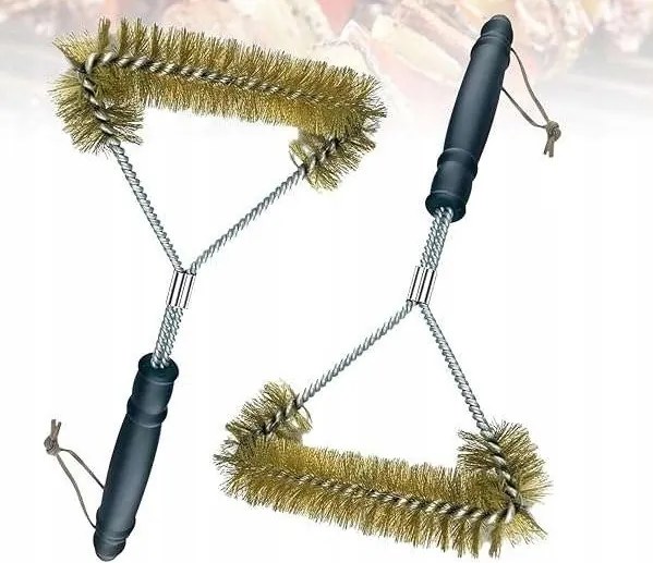 Rozsdamentes acél grilltisztító kefe sárgaréz sörtékkel 2 db