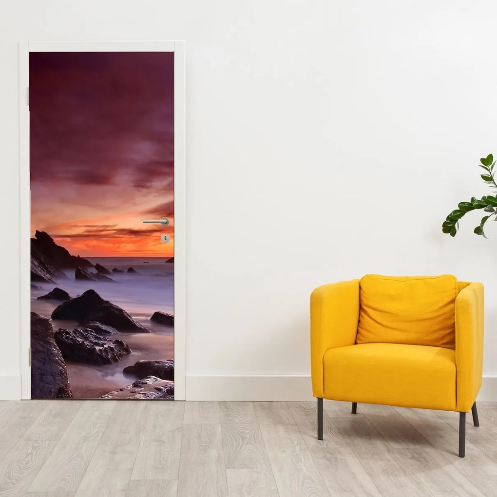 Fotótapéta ajtóra - Naplemente a tengerparton (95x205cm)