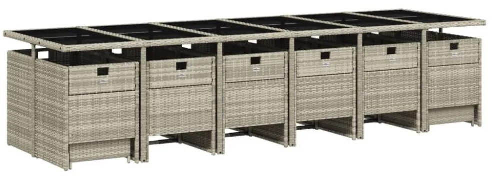 17 részes szürke polyrattan kerti étkezőgarnitúra párnákkal