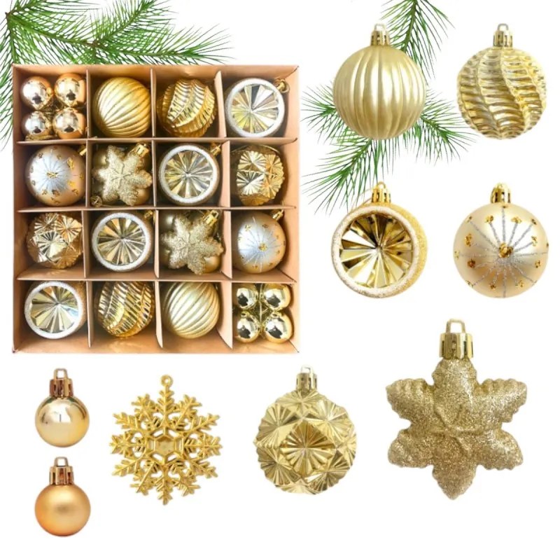 Karácsonyi STARLING dísz szett arany színben, 40 db