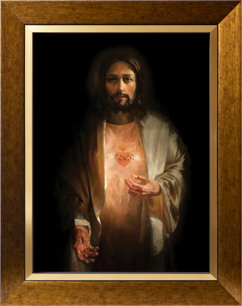 Jézus Krisztus Szakrális Kép Arany Vászon Díszkeret 30X40