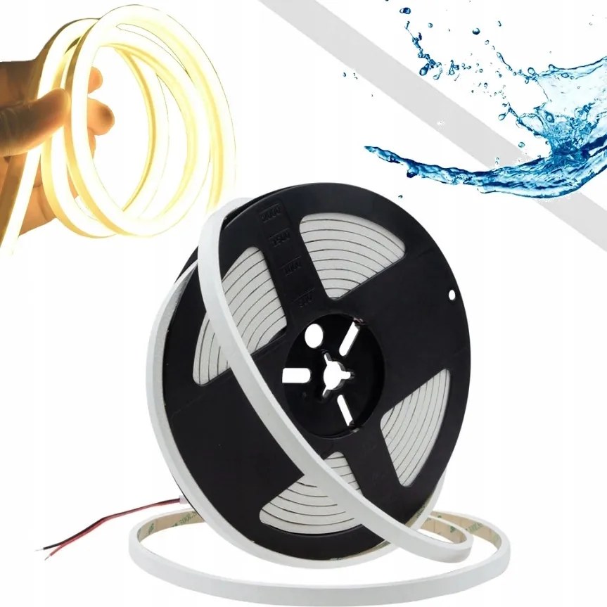 Led szalag vízálló 24V Neon Cob Meleg fürdőszoba 9W/m 855lm/m IP68 5M