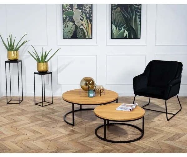 KÉSZLET 2x Kávésasztal OAKLOFT 38x90 cm fekete/tölgy