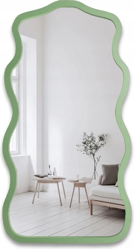 Blobs Nexus fali tükör zöld Mdf keretben 60x113 hullámos