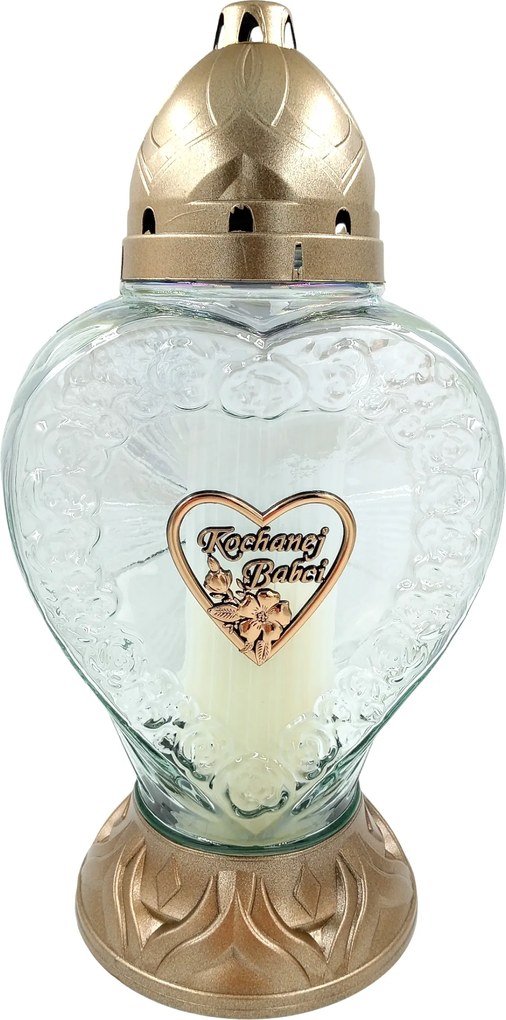 Üveg Mécses Nagymama Napjára Kedves Nagymama Szív Arany Betéttel Ajándék 36 CM