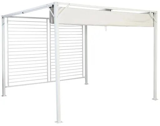 Prémium pergola fehér acél vázzal és poliészter tetővel 296x296x225 cm