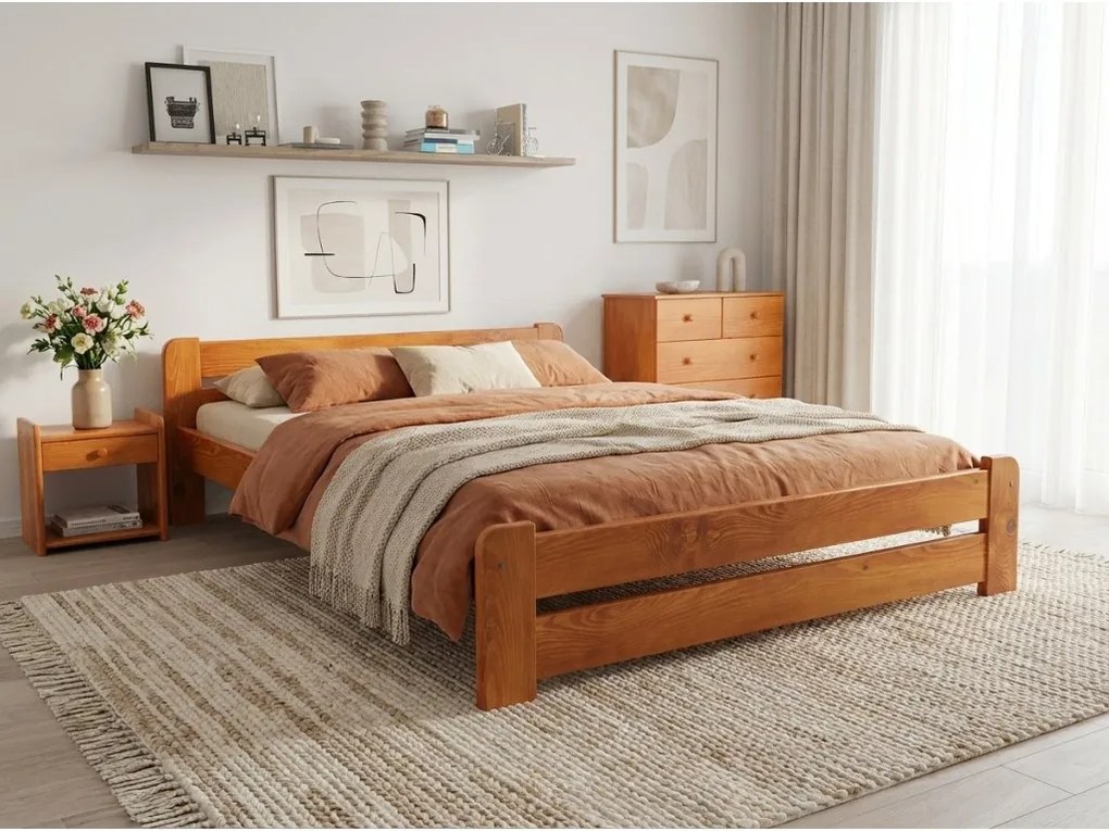 Laura ágy 120 x 200 cm, égerfa Ágyrács: Léces ágyrács, Matrac: Matrac nélkül