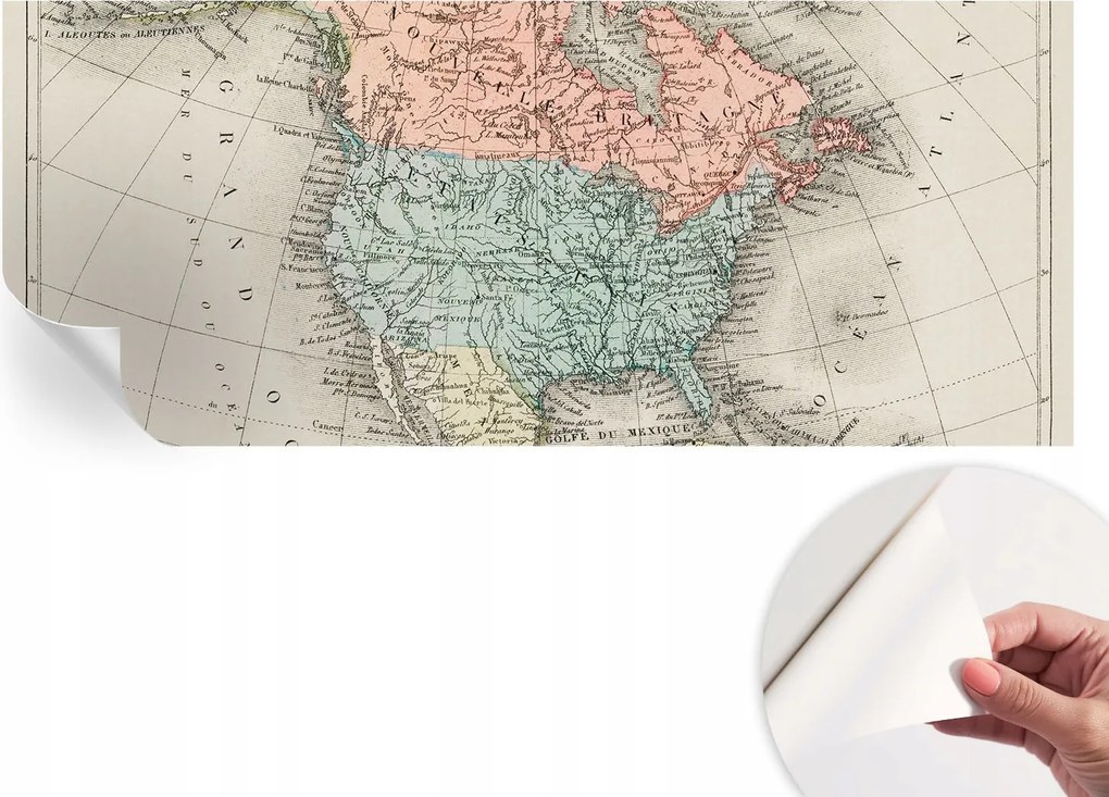 Öntapadós tapéta Fali furnér 3D hatás Történelmi térkép 250x104 cm