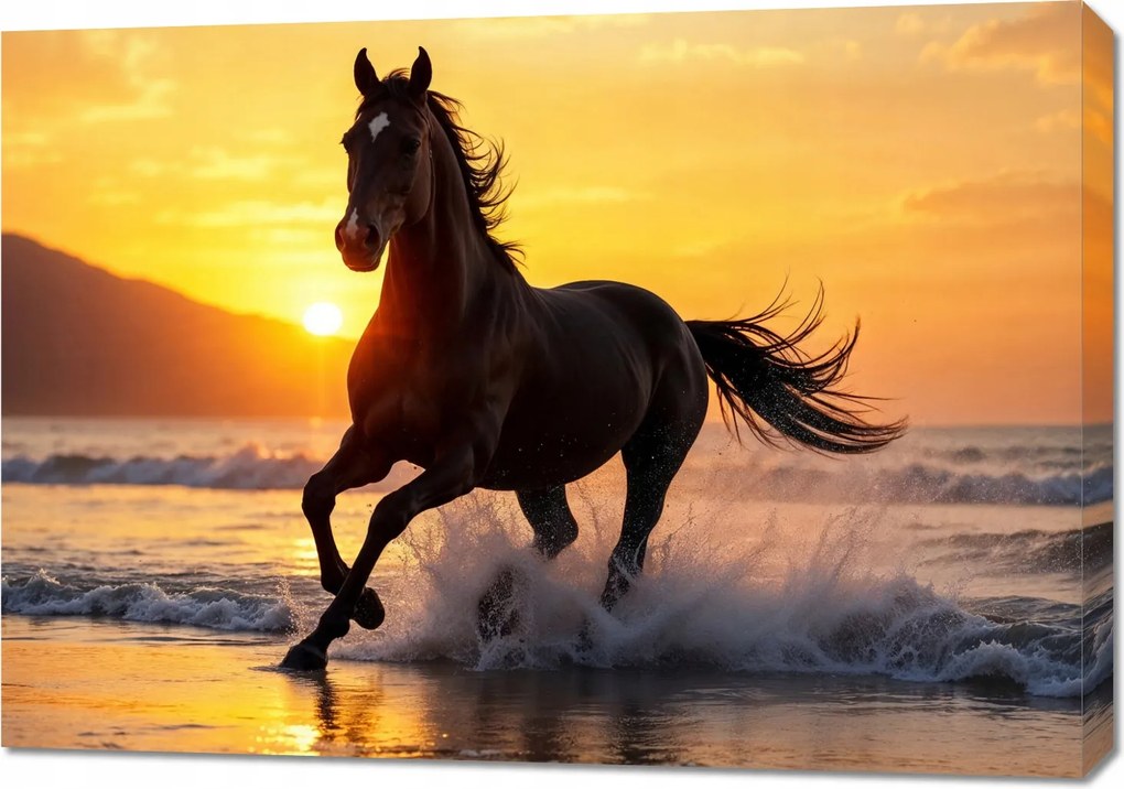 Vászonkép 100x70cm Hálószoba Nappaliba Panoráma Ló a galoppban