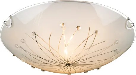 Globo 40402-2 Mennyezeti króm, fehér üveg , ø: 300, H:65, exkl. 2xE27 ILLU 60W 230V