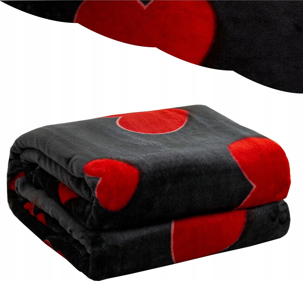 Puha Mikroszálas Takaró 200x220 Meleg Ágytakaró Szívek Valentin nap