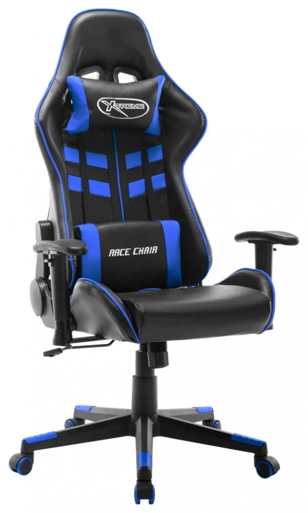 fekete és kék műbőr gamer szék