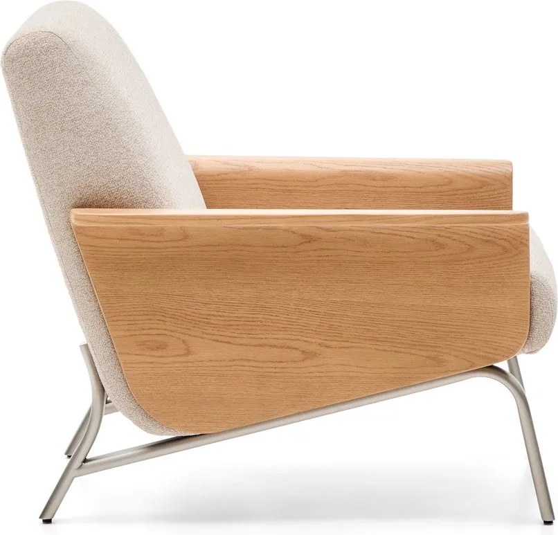 Bézs zsenília fotel Amsen – Kave Home