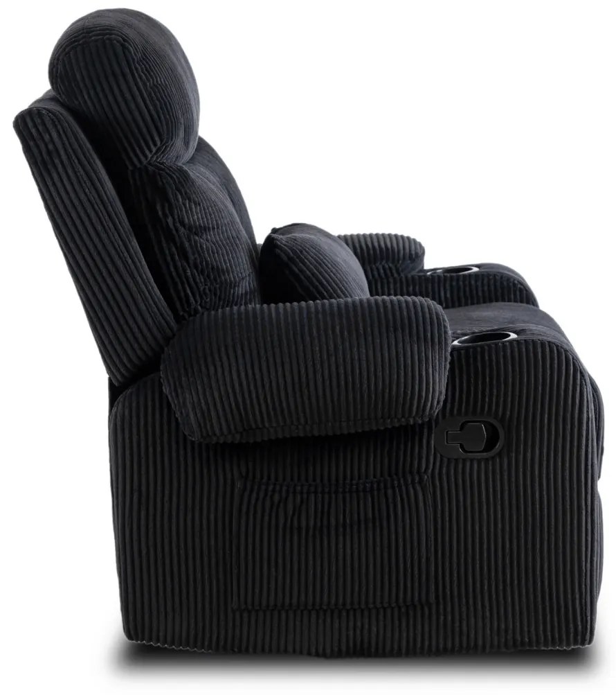 TV és Relaxfotel Fekete Kordbársony Szövettel. TORRES