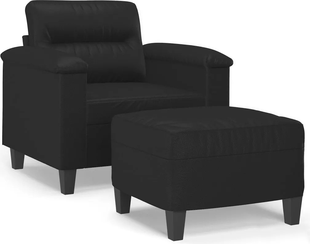 vidaXL fekete műbőr kanapéfotel lábtartóval 60 cm
