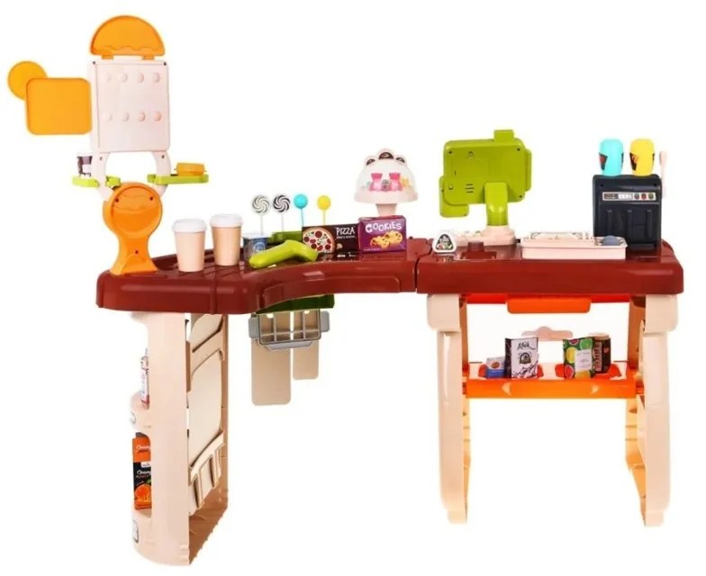 Játék szupermarket gyerekeknek, 52 darab, hangok és fények, pénztárgép, eszpresszógép, többszínű