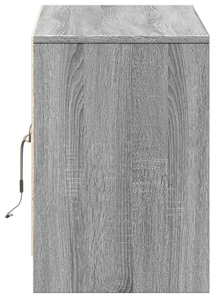 szürke sonoma színű szerelt fa LED-es TV-szekrény 100x34x50 cm