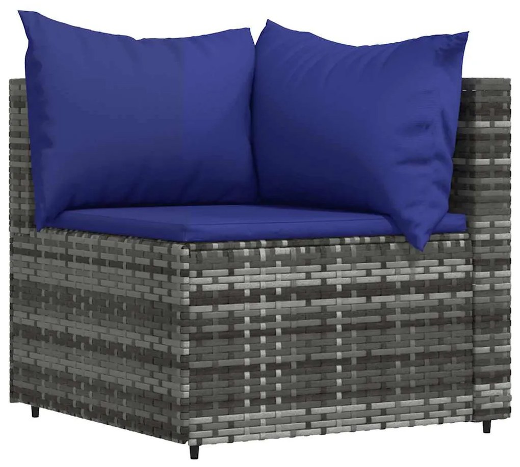 3 részes szürke polyrattan kerti ülőgarnitúra párnákkal