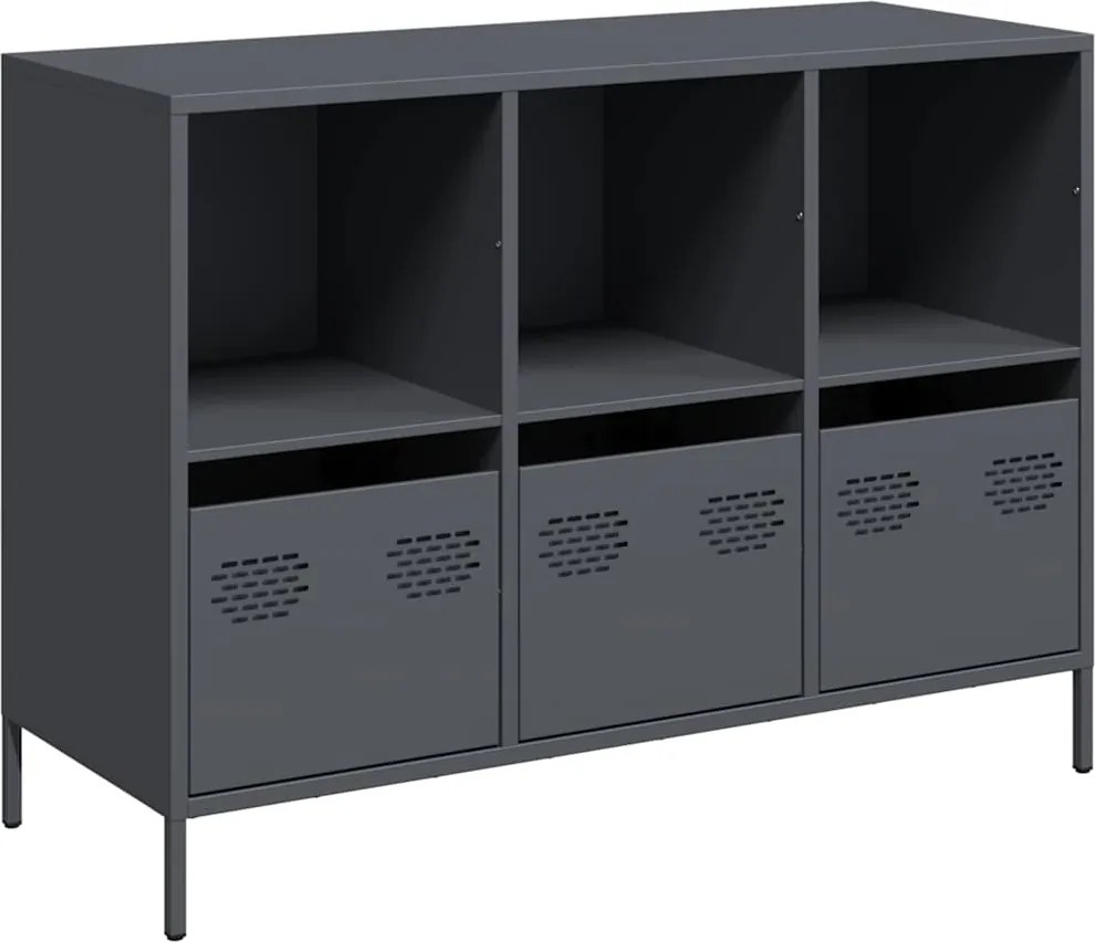 vidaXL antracit hidegen hengerelt acél tálalószekrény 101,5x39x73,5 cm