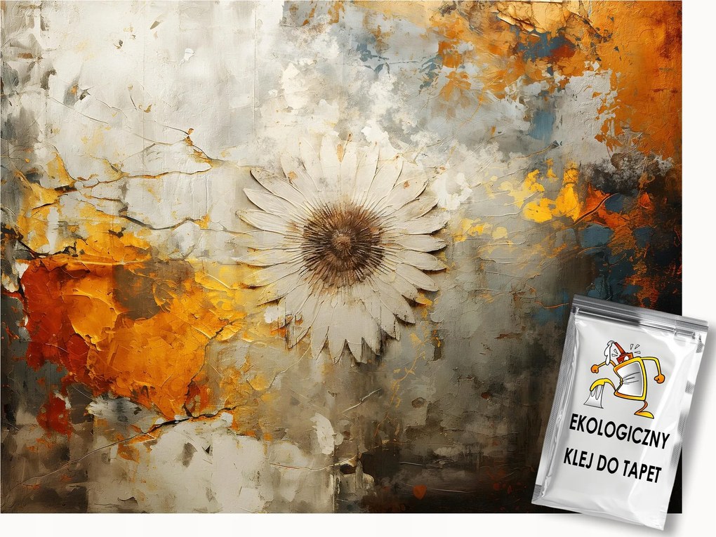 Fotótapéta Flizelina Fal Szerkezet Vakolat Fehér Virág 3D 150x105 ragasztó