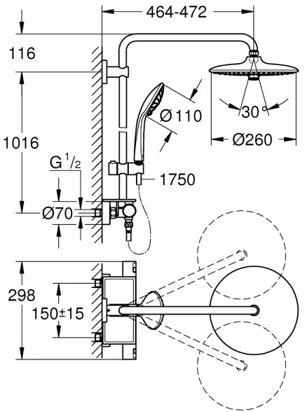 GROHE 26403001 - Zuhanyrendszer VITALIO JOY 260 450 mm fényes króm