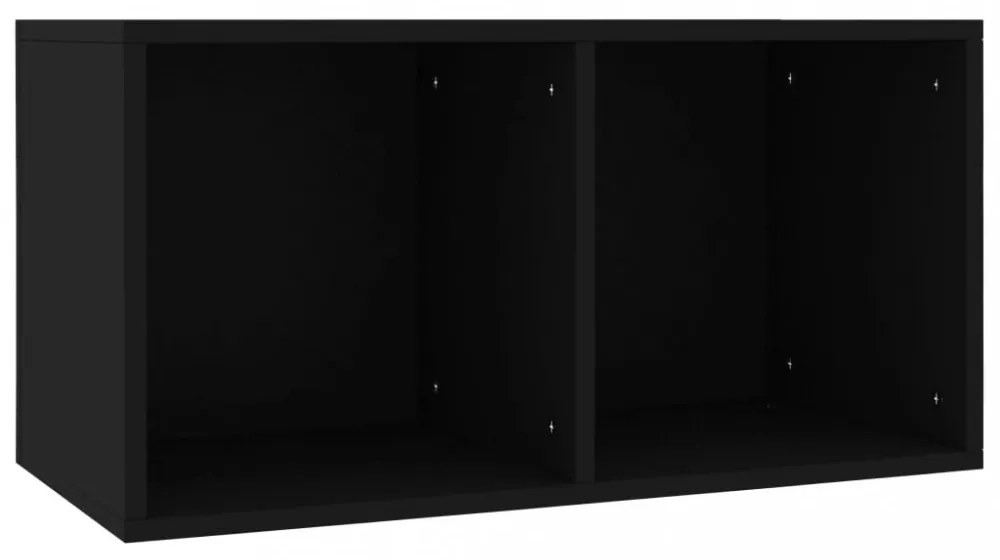 fekete szerelt fa lemeztároló doboz 71 x 34 x 36 cm