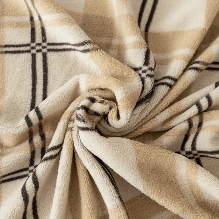 Mikroplüss lepedő PLAID 200x200 cm krémszínű