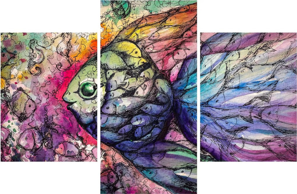 Kép - színes hal (90x60 cm)