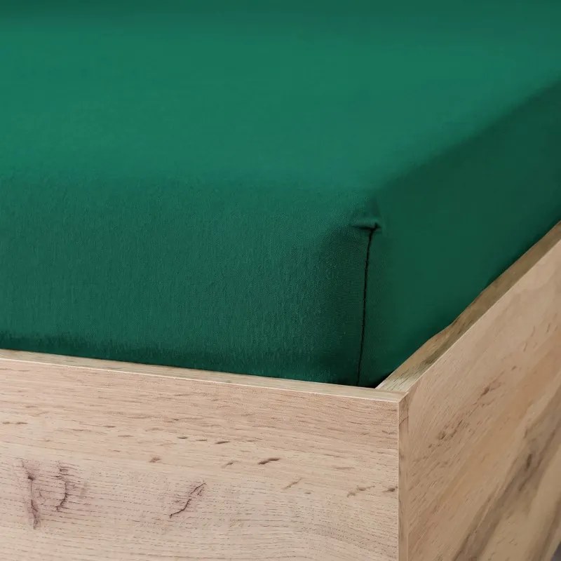 EMI sötétzöld 100% pamutjersey gumis lepedő, 160x200-as lap