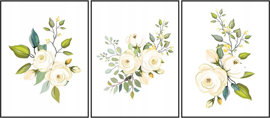 Poszter triptichon Virágok kompozíció 3db 60x90cm