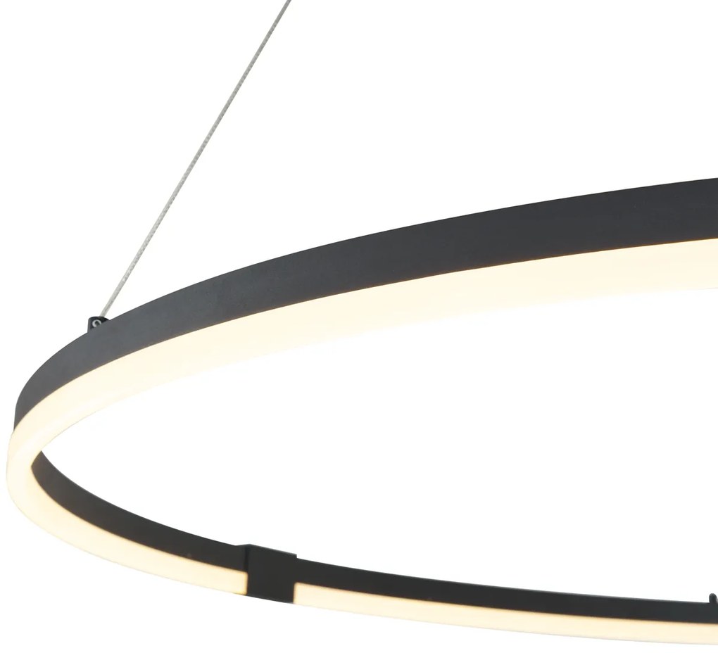 Design függőlámpa fekete 120cm LED-del, 3 lépésben dimmelhető - Anello