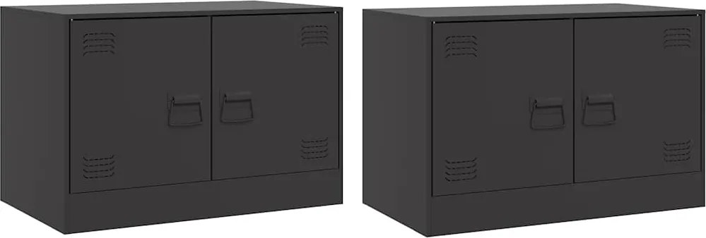 vidaXL 2 db fekete acél TV-szekrény 67 x 39 x 44 cm