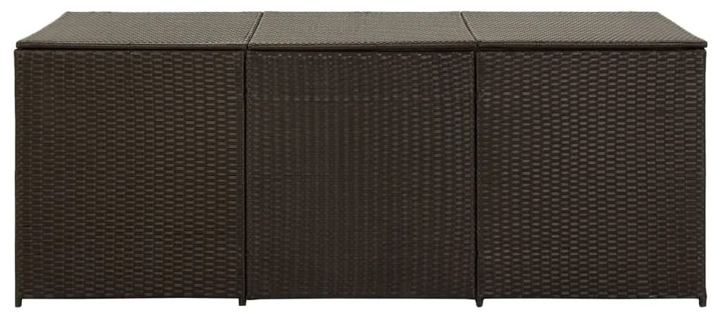 Barna polyrattan kerti tárolóláda 180 x 90 x 70 cm