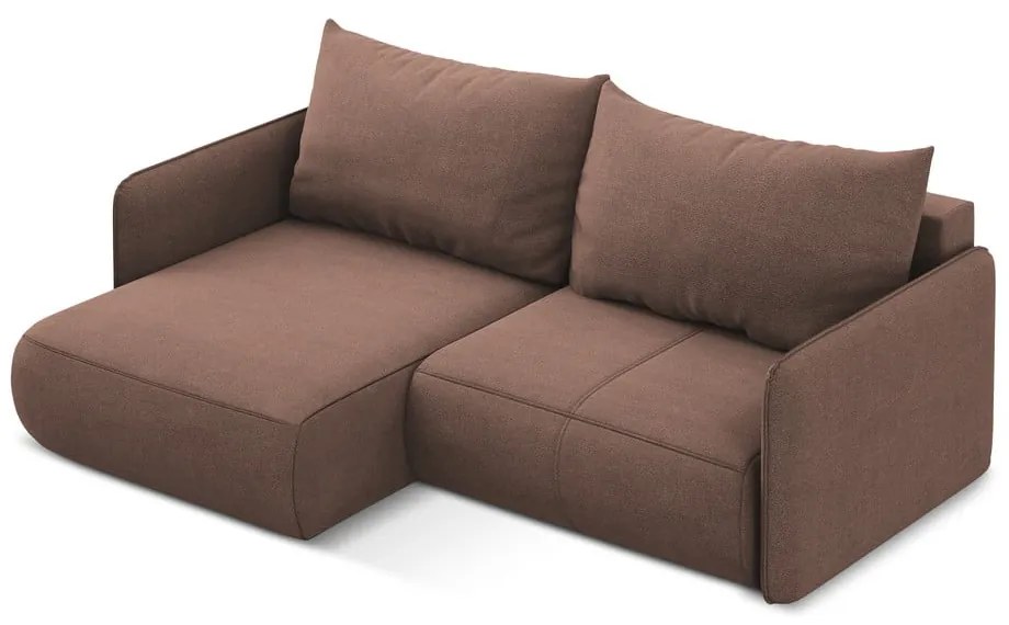 Rózsaszín kinyitható-tárolóhelyes sarokkanapé (bal oldali) Nanea – Makamii