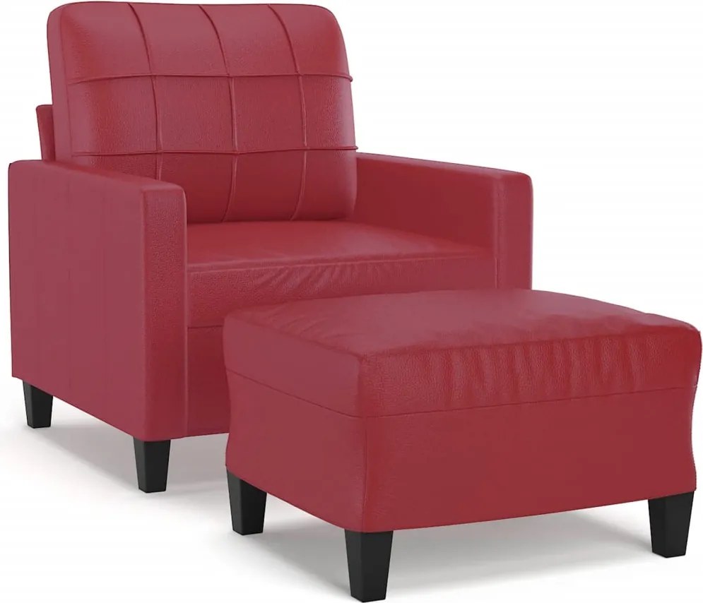 vidaXL bordó műbőr kanapéfotel lábtartóval 60 cm