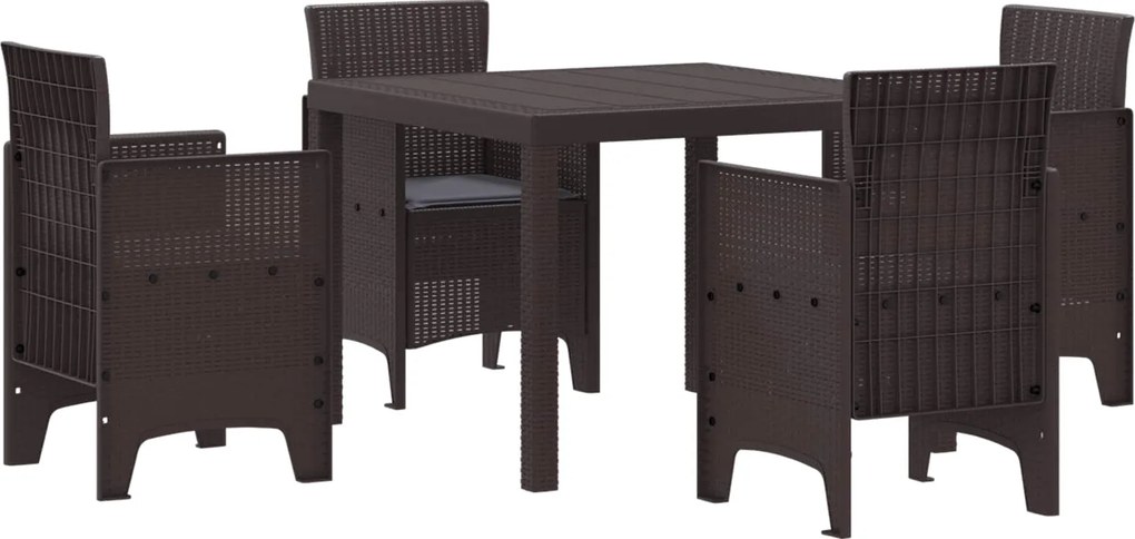 vidaXL Kert étkező szett 5 pcs Barna Polipropilén