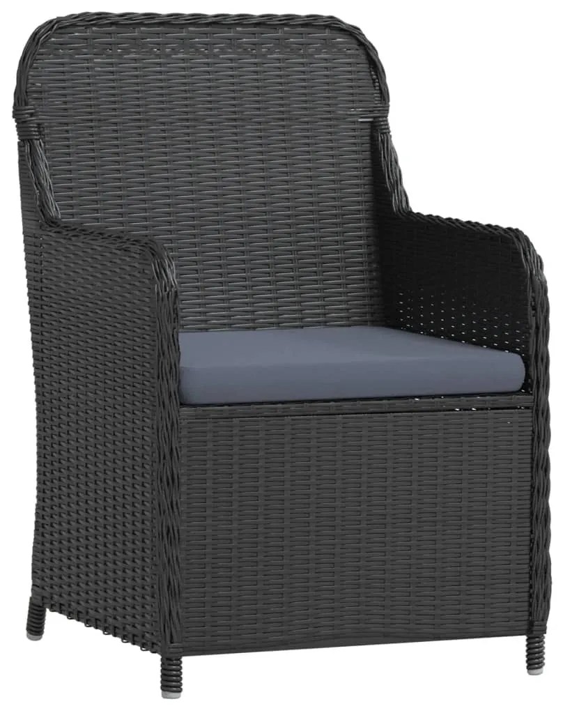 3 részes fekete kerti étkezőgarnitúra párnákkal