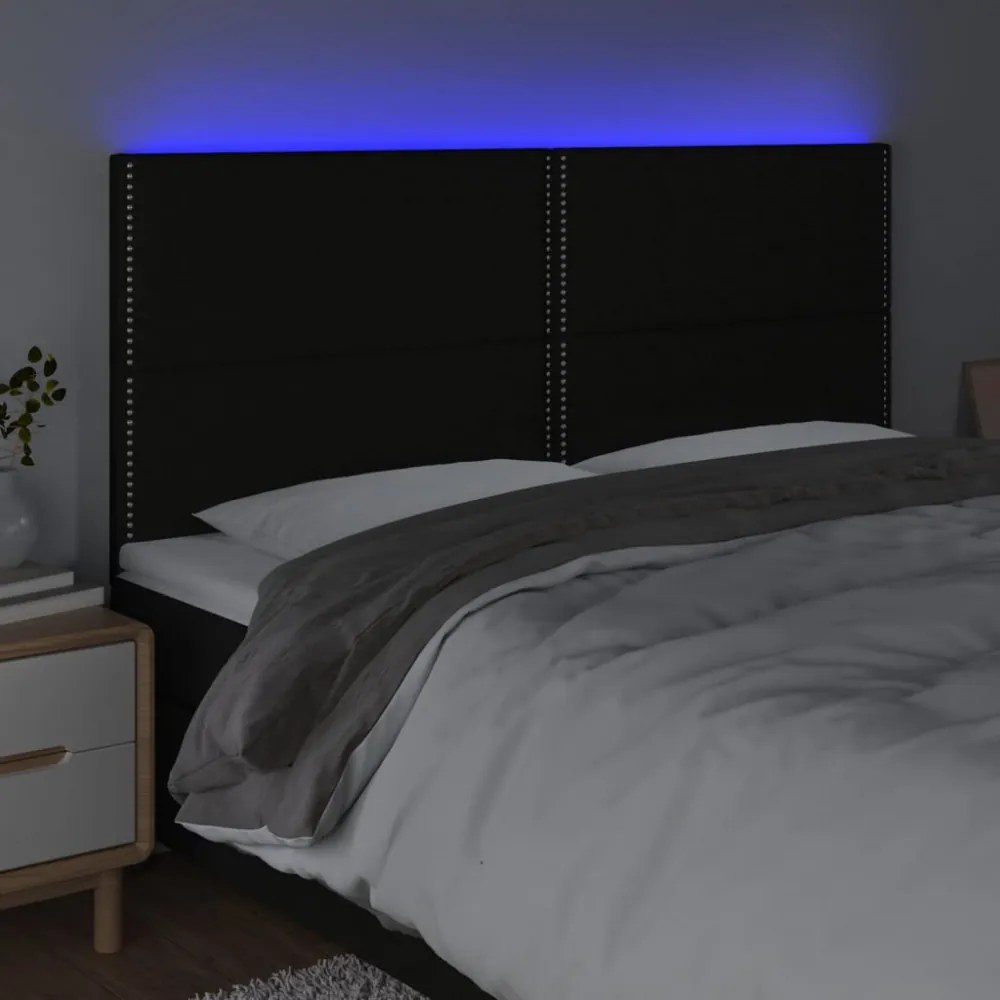 fekete szövet LED-es fejtámla 160x5x118/128 cm