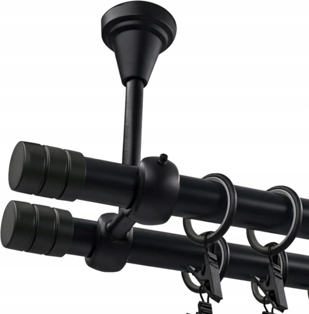 Dupla Mennyezeti Függönykarnis Fém Fekete Matt Maró 19 MM 200 CM béka