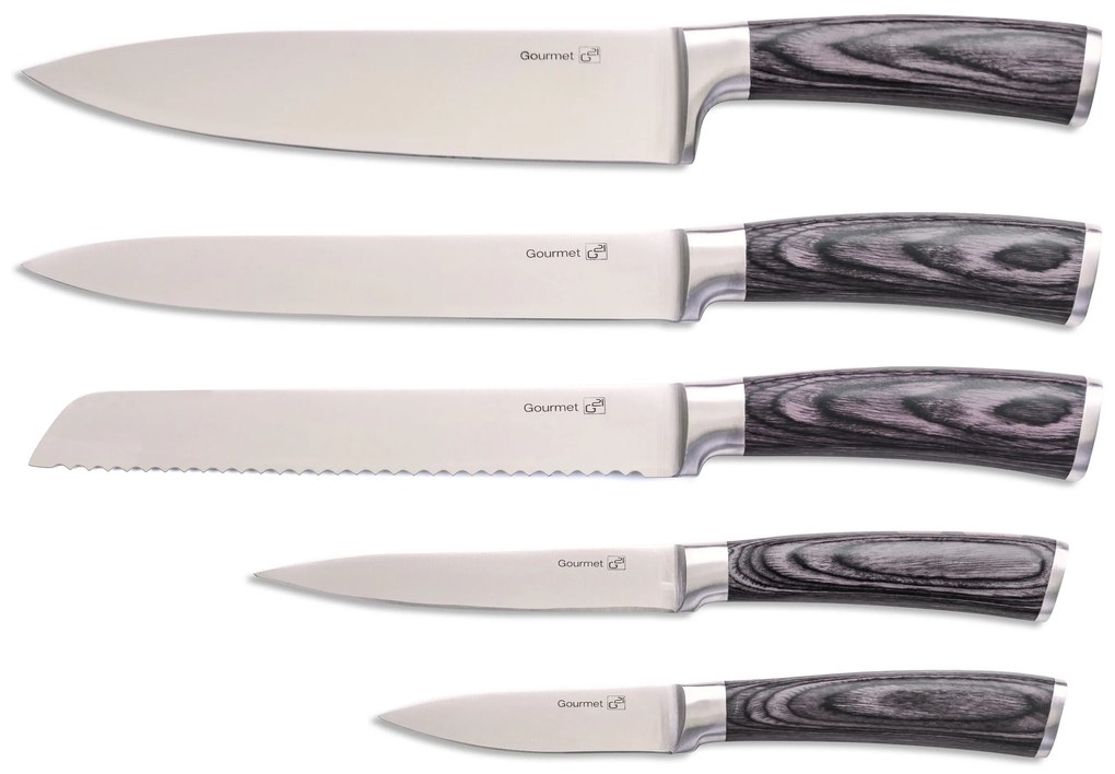 Késkészlet G21 Gourmet Stone 5 db + bambusz késtartó